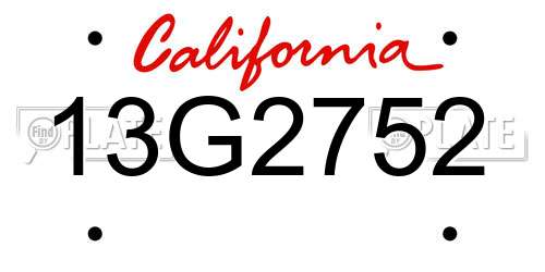 13G2752 California License Plate