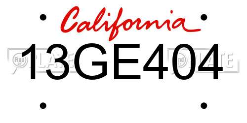 13GE404 California License Plate