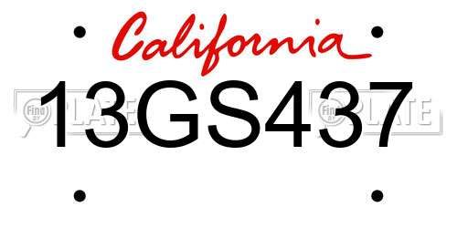 13GS437 California License Plate