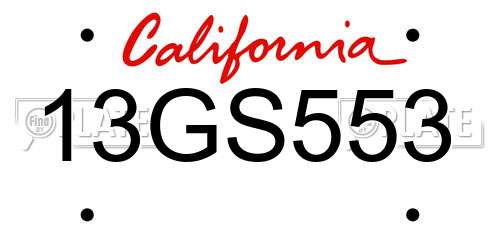 13GS553 California License Plate