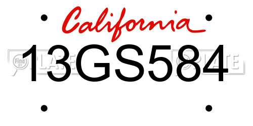 13GS584 California License Plate