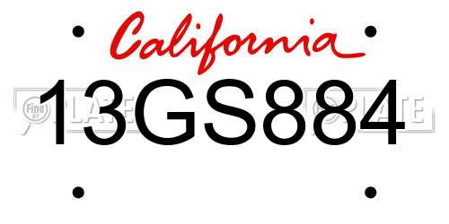13GS884 California License Plate
