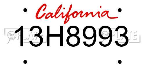 13H8993 California License Plate