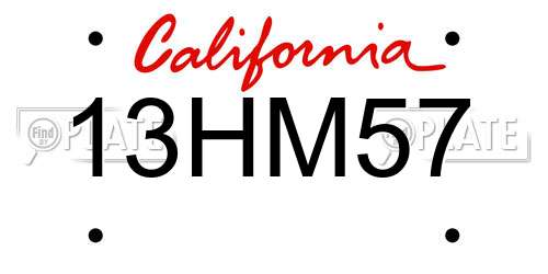 13HM57 California License Plate