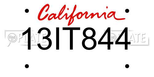 13IT844 California License Plate