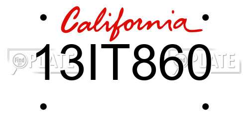 13IT860 California License Plate