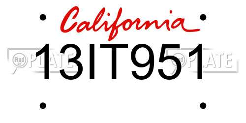 13IT951 California License Plate