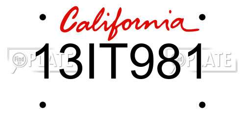13IT981 California License Plate