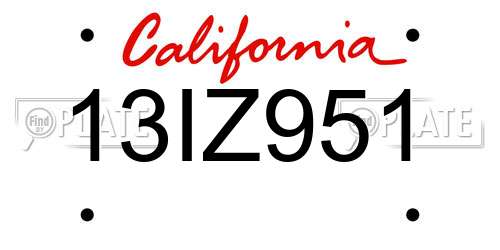 13IZ951 California License Plate