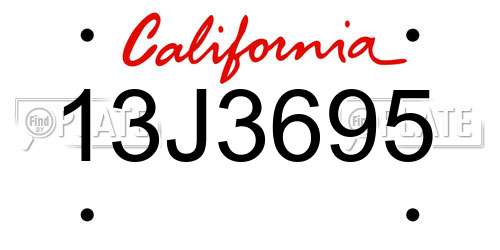 13J3695 California License Plate