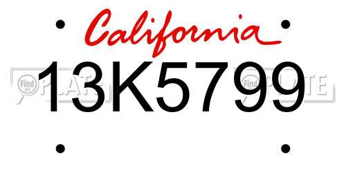 13K5799 California License Plate