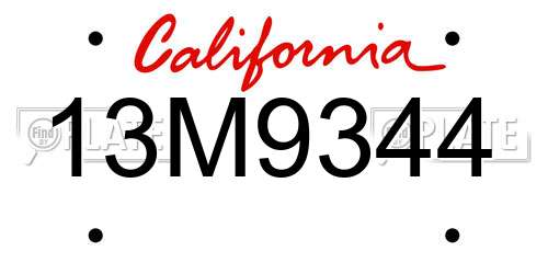 13M9344 California License Plate