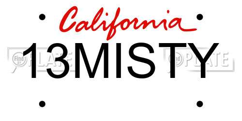 13MISTY California License Plate