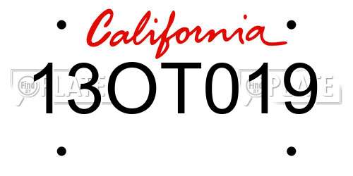13OT019 California License Plate
