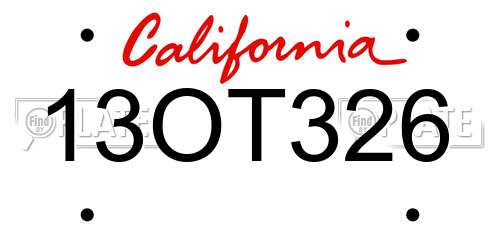 13OT326 California License Plate