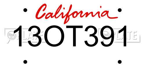 13OT391 California License Plate