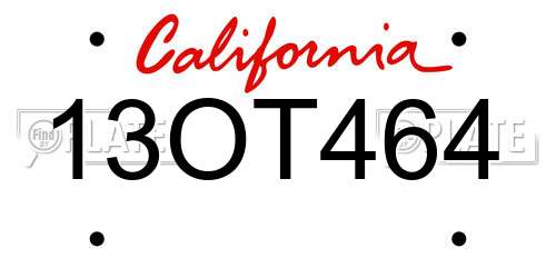 13OT464 California License Plate