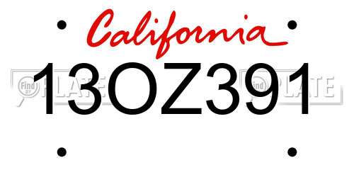 13OZ391 California License Plate