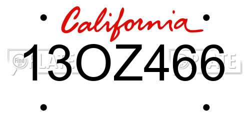 13OZ466 California License Plate