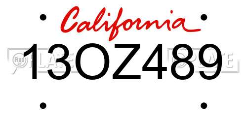 13OZ489 California License Plate