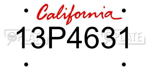 13P4631 California License Plate