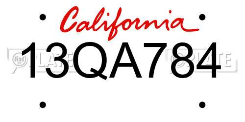 13QA784 California License Plate