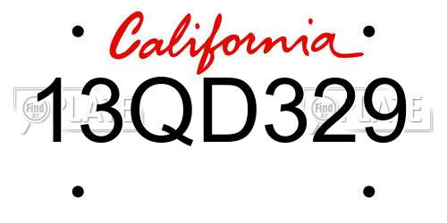 13QD329 California License Plate