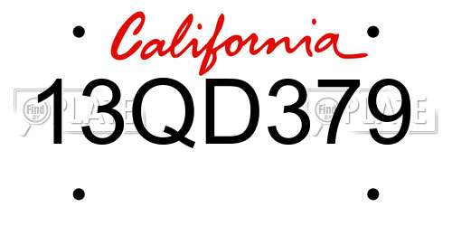 13QD379 California License Plate