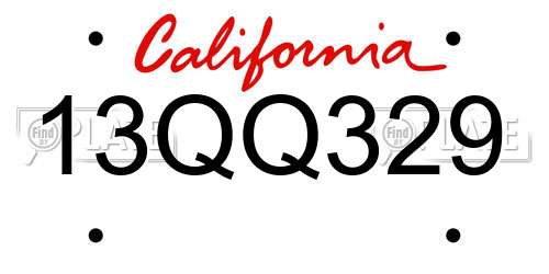 13QQ329 California License Plate