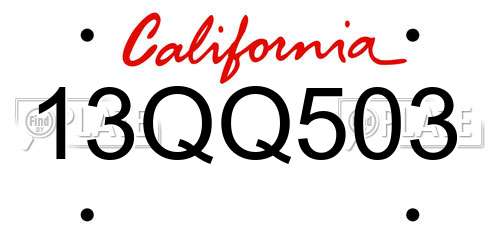 13QQ503 California License Plate