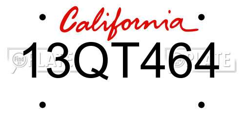 13QT464 California License Plate