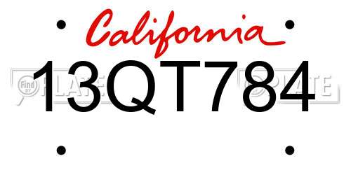 13QT784 California License Plate