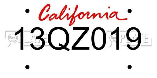 13QZ019 California License Plate