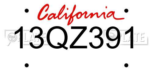 13QZ391 California License Plate