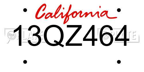 13QZ464 California License Plate