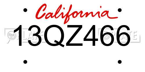 13QZ466 California License Plate