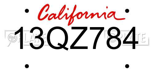 13QZ784 California License Plate