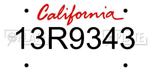 13R9343 California License Plate