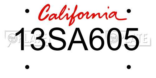 13SA605 California License Plate