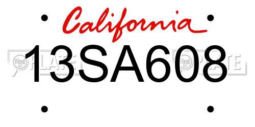13SA608 California License Plate