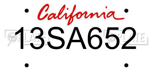 13SA652 California License Plate
