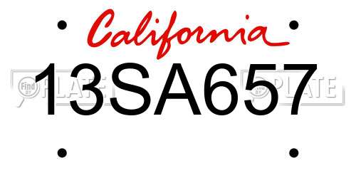 13SA657 California License Plate