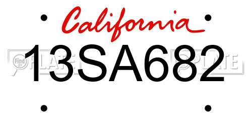 13SA682 California License Plate