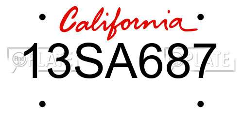 13SA687 California License Plate