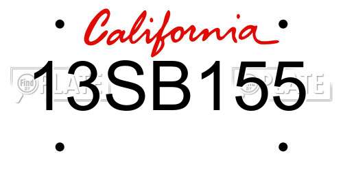 13SB155 California License Plate