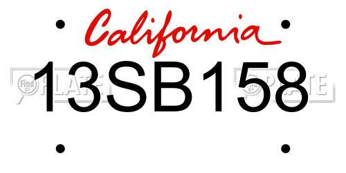 13SB158 California License Plate