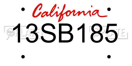 13SB185 California License Plate