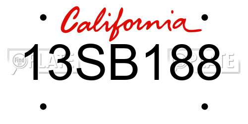 13SB188 California License Plate