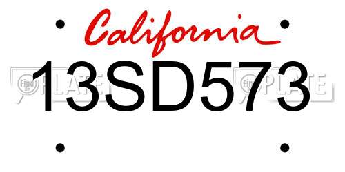 13SD573 California License Plate