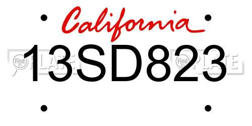 13SD823 California License Plate